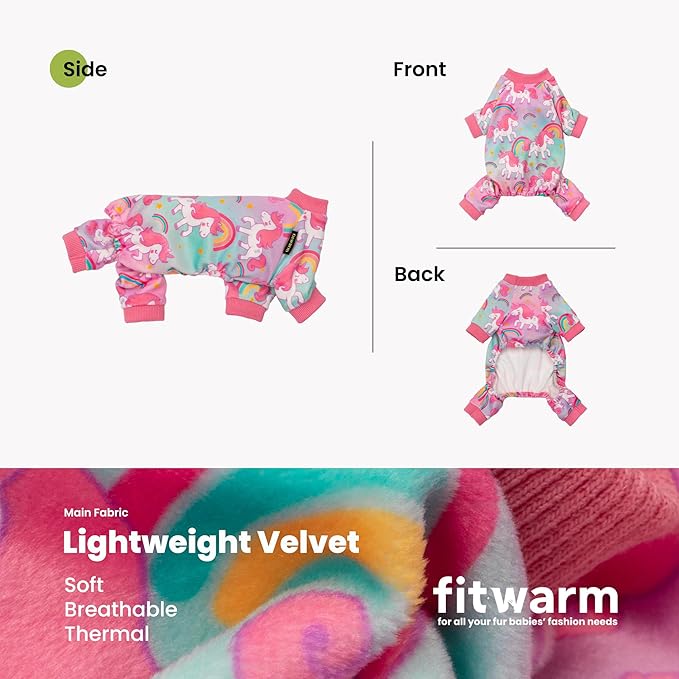 Fitwarm Dreamy Unicorn Fleece Dog Pajamas, Fairy Winter Clothes for Small Dogs Girl, Cozy Pet Onesie, Pink, Blue, Medium