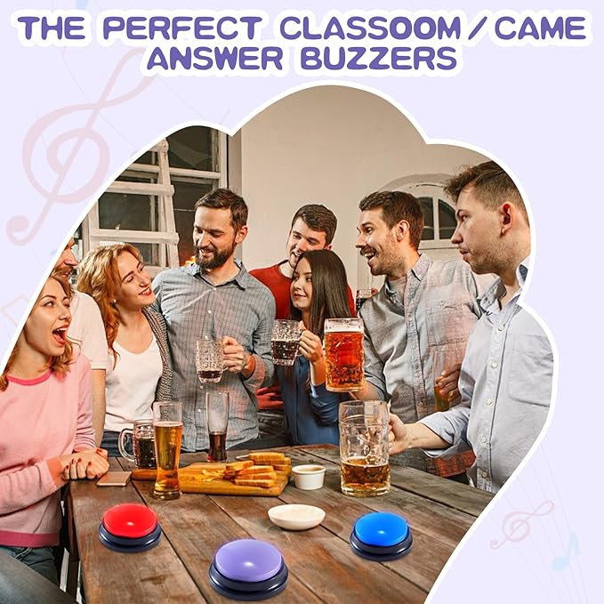 8 Pieces Voice Recording Button Dog Buttons for Communication Pet Training Buzzer Recordable Answer Buzzers Button Game Show Buzzers Funny Gift for Family Study Office Home Trivia Nights