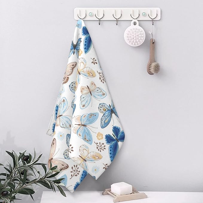 Flying Butterfly Hand Towels for Bathroom Set of 2 Hand Bath Towels Soft Absorbent Decorative Hand Towel for Bathroom Kitchen Yoga Home Decor 14 x 28 in