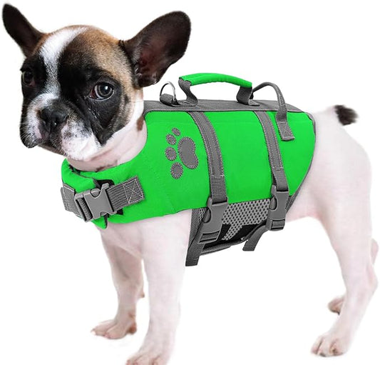 Queenmore XS Dog Life Jacket, Puppy Life Jackets for Small Dogs, Small Dog Life Vest for Swimming, Lightweight Extra Small Dog Life Vest with Handle Adjustable Dog Life Vest for Boating, Cat Lifevest