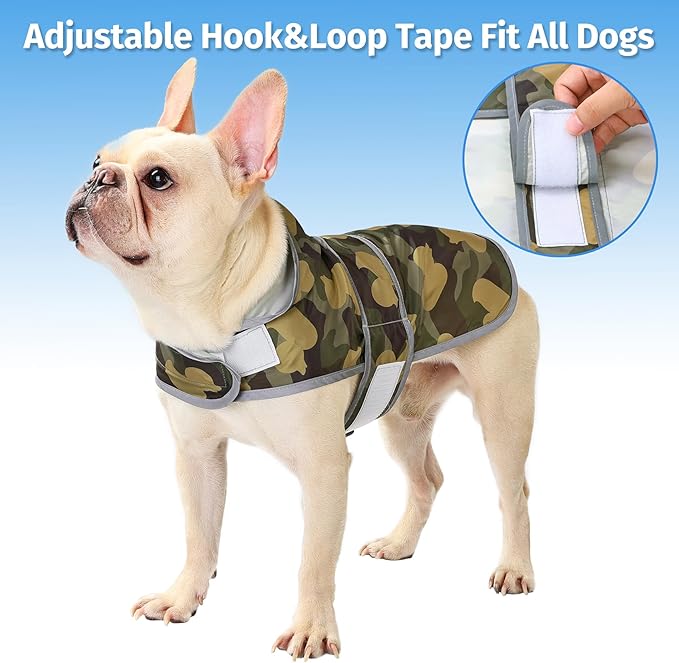 Dog Raincoat for Medium Dogs Waterproof Jacket Hooded Rain Coats with Reflective Strips Leash Hole & Poncho Adjustable Fit (CamoDuck,M)