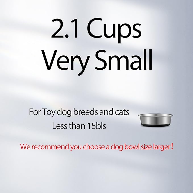 Stainless Steel Dog Bowls Set of 2, Anti Rust Metal & Non Slip Rubber Base, Heavy Duty Large Feeding Dishes, Food Grade BPA Free, Food and Water Bowl for Large Dogs (88oz, 11cup)