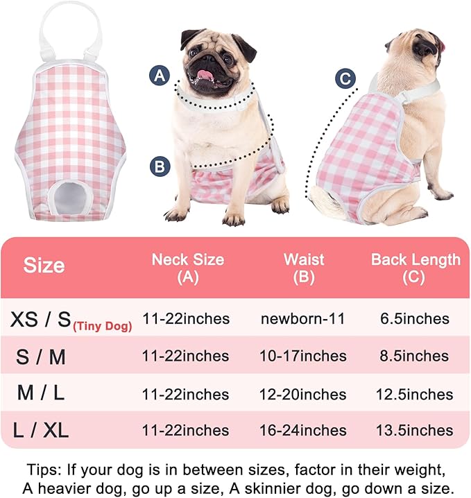 MICOOYO Dog Diaper Onesie Sanitary Pantie with Adjustable Suspender Washable Dog Period Panties Doggie Diapers Pet Underwear Female Dogs Diapers for Heat (Striped, M/L)