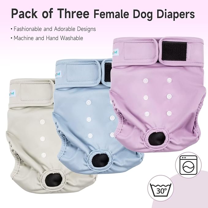 Paw Legend Washable Reusable Female Dog Period Diapers for Heat Doggie Puppy Diapers for Female Dogs (3 Pack, Small)