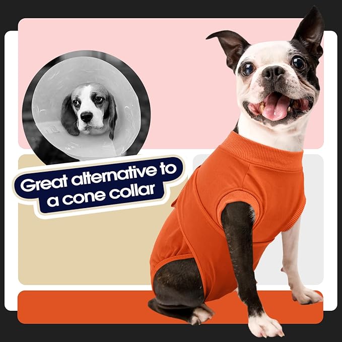 FUAMEY Dog Recovery Suit Male,Dogs Surgery Neuter Suits Puppy Spay Shirts for Female Protect Dog's Skin Anti Licking Abdominal Wounds Doggie Onesie Pet Bodysuit Alternative to Cone Orange L