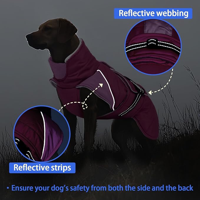 MIGOHI Warm Dog Jacket - Waterproof Small Dog Coat with Furry Collar, Windproof Dogs Fleece Vest, Reflective Cold Weather Coats for Small Dogs, Adjustable Buckle,Poodle,S,Rosepink