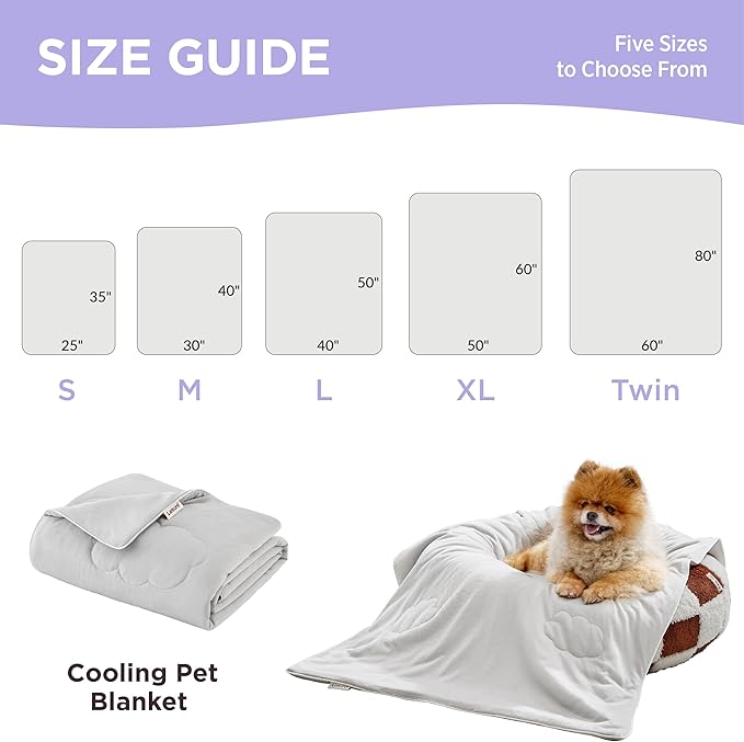 LE SURE Premium Dog Cooling Blanket for Bed - Washable Pet Throw Blanket with Q-MAX>0.4 for Summer，Soft Cat Cooling Mat, Furniture Protector, 60x80