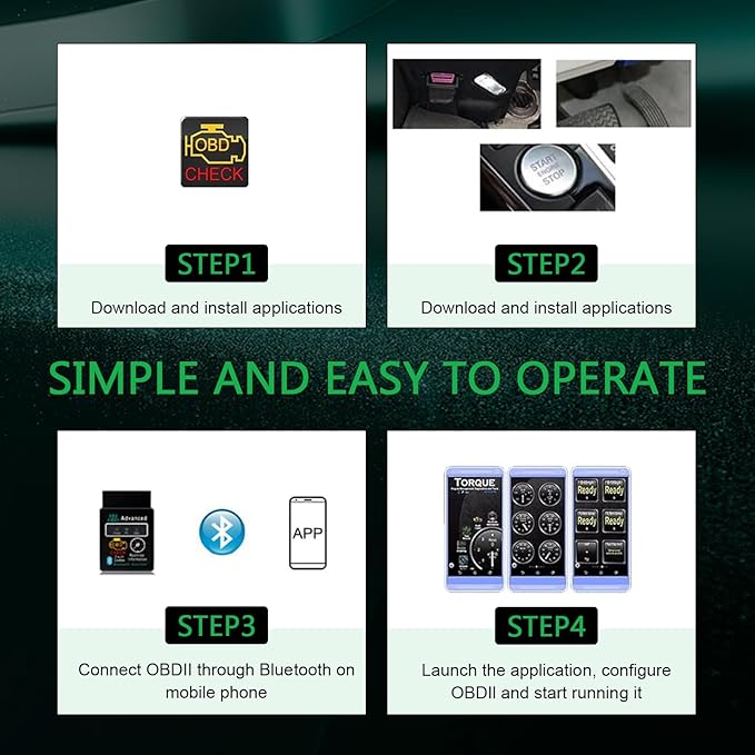 Car OBD2 Bluetooth Diagnostic Tool, Wireless Reset and Clear Fault Codes Device, OBDII Engine Light Eliminates Scanner with Exclusive App, Universal for iOS & Android & Windows (Black)