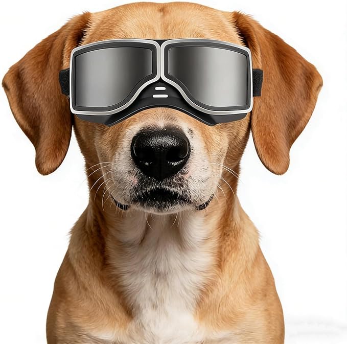 NAMSAN Dog Goggles for Medium to Large Dogs, Wide Snout, Anti-UV Sunglasses for Dogs Large Breeds, Windproof Dustproof Dog Eye Protection, Black