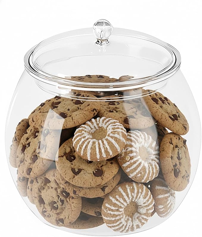 Rocutus Candy & Cookie Jar with Airtight Lid, Plastic Candy Jar Cookie Jar Jar for Pantry Organization, Sugar, Flour, Pasta, Dog Treats, Clear Food Storage Canister & Home Decoration (1.5 Gallon)