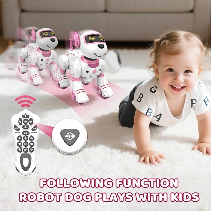 Robot Dog Toy for Kids 3-12: Remote Control Interactive Robot Puppy with Touch & Follow, Programmable Tricks, Dancing & Walking, Birthday Gift for Smart Boys & Girls