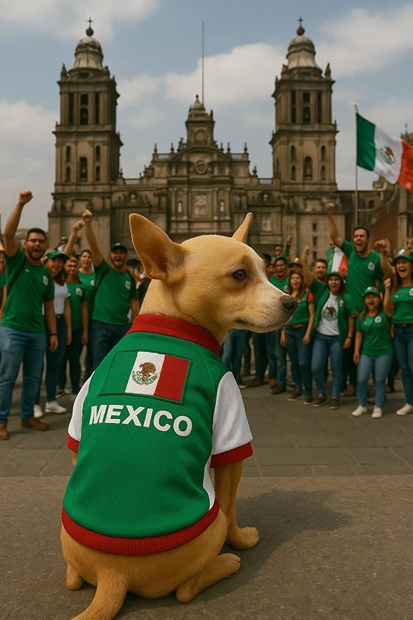 Parisian Dog Mexico Jersey - Breathable Mesh Puppy Football Jersey - Lightweight Stretch Sporty Dog Mexican Outfit - Summer Shirts for Large Dogs - Soccer Jersey for Dogs - Sportswear Pet Clothes