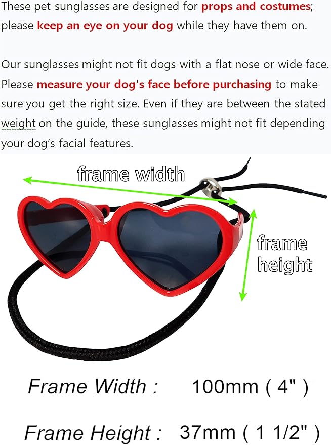 G016 Dog Pet Puppy Heart Sunglasses Glasses for Small Breed up to 15lbs (2-Pack Heart Red + Heart Pink-Pink mr)