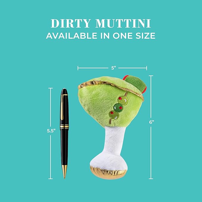Haute Diggity Dog Dirty Muttini, Plush Designer Dog Toys with Interactive Squeaker, Stimulating Pet Enrichment, Machine-Washable & Safe Materials for All Breeds, One Size