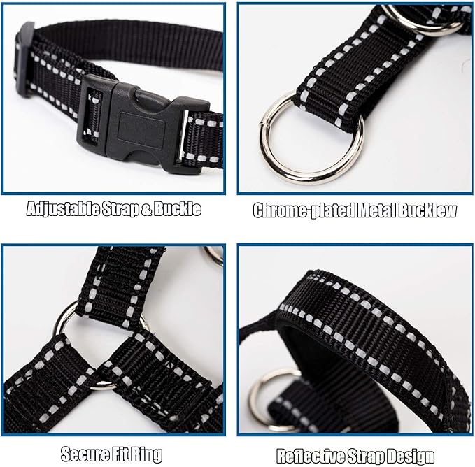 Dog Head Collar with Reflective Fabric, Adjustable Dog Head Harness to Prevent Pulling for Small Medium and Large Dogs(S, Orange)