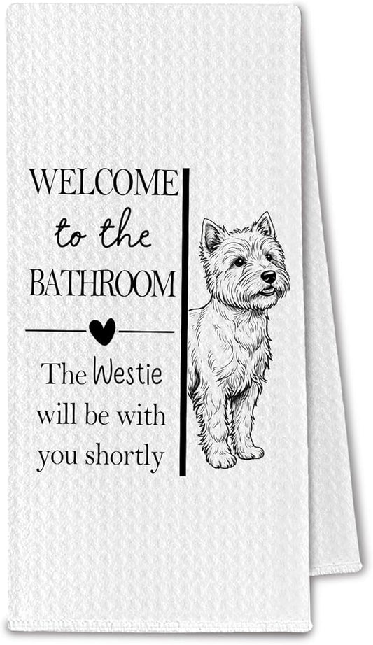 Westie Gifts Bathroom Hand Towels, Westie Dog Owner Lovers Gifts for Women, Funny Dog Decorative Hand Towel for Bathroom Kitchen Decor, 16x24 Inch