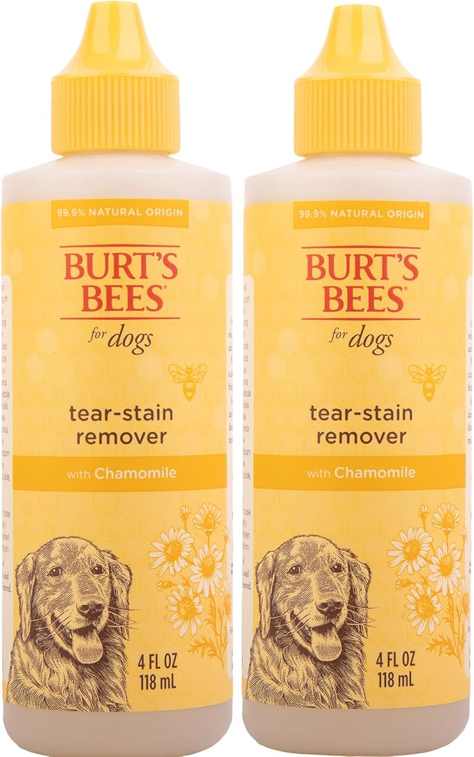 BURT'S BEES FOR PETS Tear Stain Remover for Dogs with Chamomile, 99.9% Natural Origin Formula, Gently Cleanses Eye Area and Removes Debris, Safe for Dogs and Puppies, Cruelty-Free, 4 Fl Oz - 2 Pack