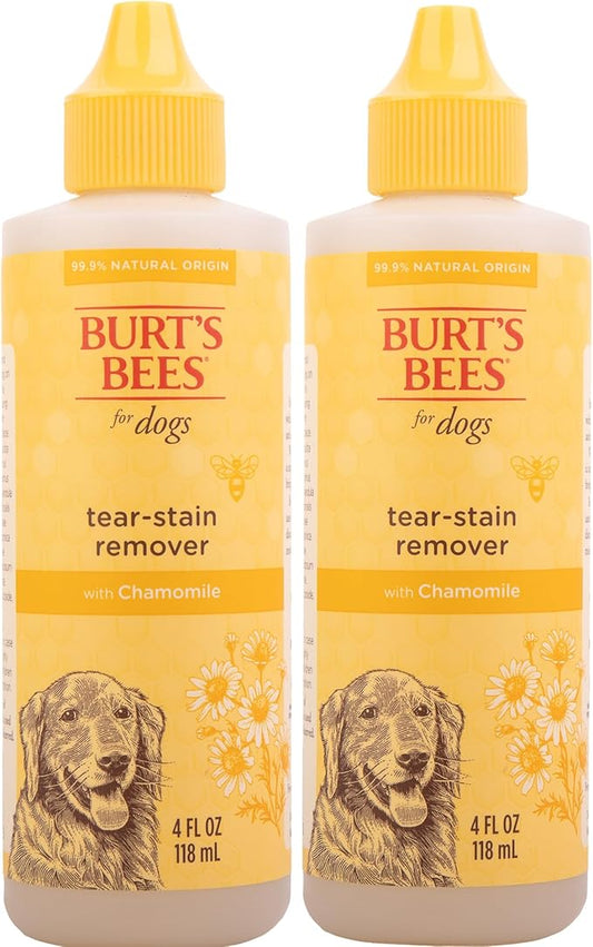 BURT'S BEES FOR PETS Tear Stain Remover for Dogs with Chamomile, 99.9% Natural Origin Formula, Gently Cleanses Eye Area and Removes Debris, Safe for Dogs and Puppies, Cruelty-Free, 4 Fl Oz - 2 Pack