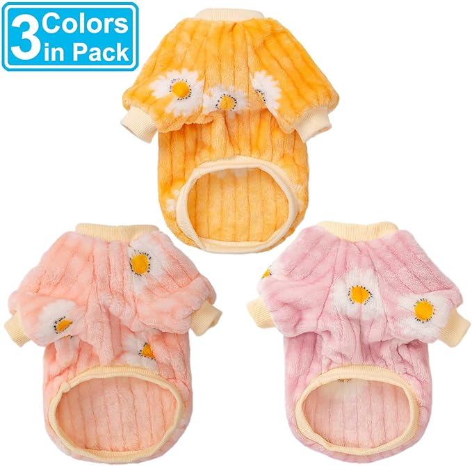 Dog Sweater, Dog Sweaters for Small Dogs, 2, 3 Pack Warm Soft Pet Clothes for Puppy, Medium Large Cat, Dogs Girl or Boy, Dog Shirt for Winter Christmas (Pink+Purple+Yellow, Small)