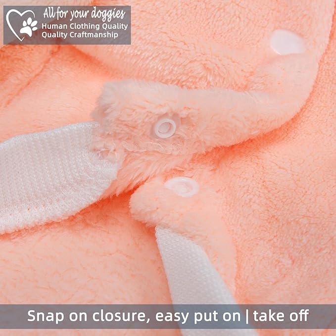 FabriCastle Dog Hoodie Sweater for Small Dogs Boy and Girl, Small Dog Clothes XS XXS Puppy Sweatshirt, Pet Outfit, Cat Clothing Super Soft Warm Snap On Closure (Peach-Cream, X-Large)