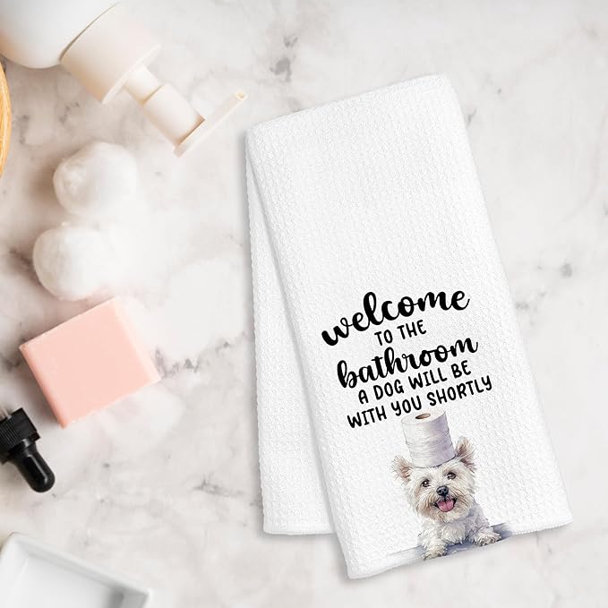 Funny West Highland White Terrier Dog Hand Towels for Bathroom Decor, Westie Gifts, Dog Lover Owner Gifts Decorative Hand Towels for Bathroom Restroom Room, 16x24 Inch