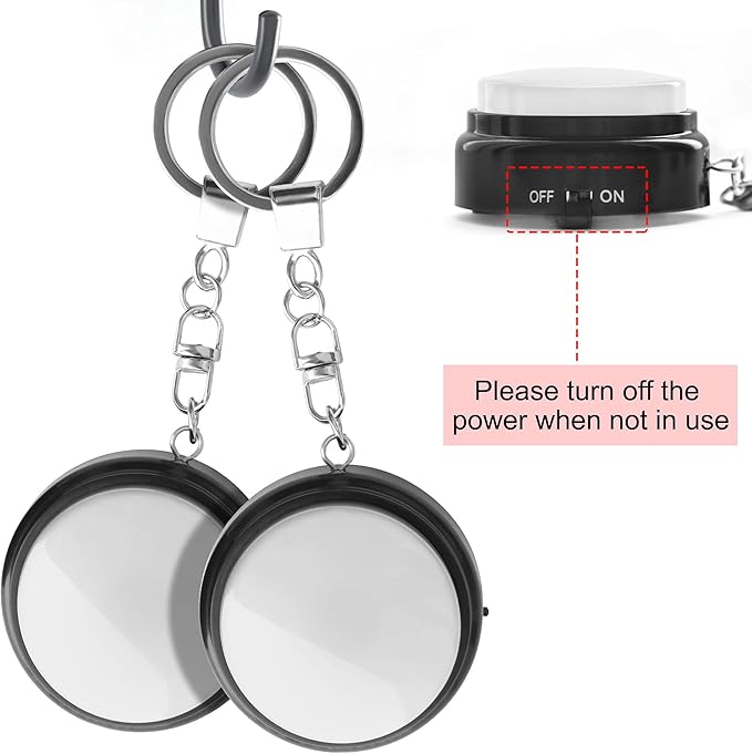 Recordable Talking Button with Keychain, 20s Voice Recording Time Sound Button Answer Buzzers Funny Buttons Record Your Own Words Also Used for Dog Pack of 2 - White and White (Battery in)