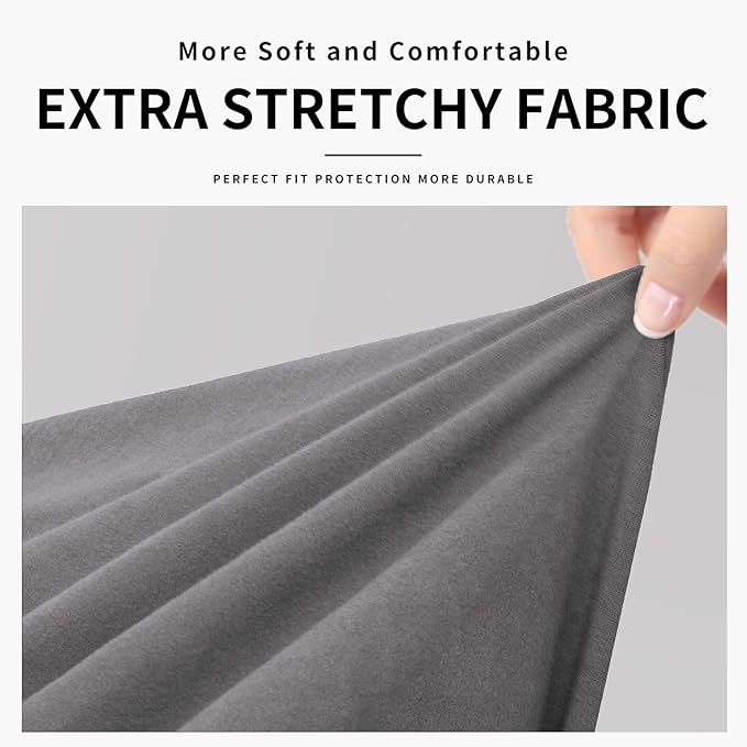 Easy-Going 100% Dual Waterproof 3 Pieces Oversized Loveseat Cover Stretch Soft Couch Cover for Dogs, Sofa Slipcover for 2 Separate Cushion Couch Leakproof Furniture Protector for Kids, Pets Light Gray