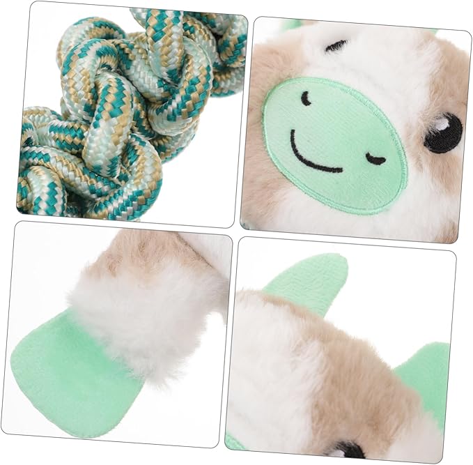 Interesting Cotton Knot Dog Chew Toy Bite-Resistant Puppy Accessory for Teething Safe and Molar Toy Engaging Cow Shape for Independent Play and Relief