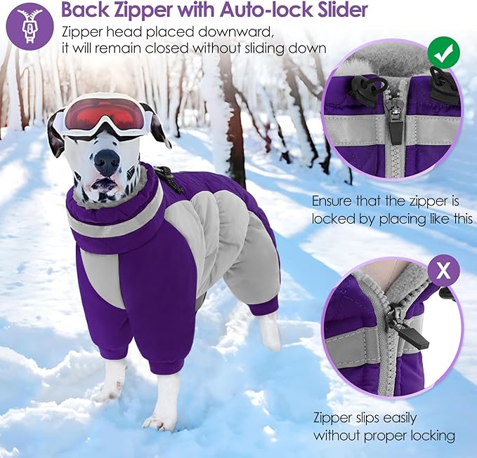 AOFITEE Large Dog Coat Warm Dog Jacket for Winter, Dogs Winter Coat with Harness Built in, Reflective Turtleneck Dogs Puffer Jacket Snowsuit, Full Body Fleece Coats for Small Medium Large Pet, XL