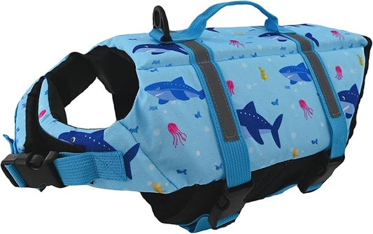 Doglay Dog Life Jacket, Dog Life Vest for Swimming Boating, Adjustable Puppy Life Jacket with Reflective Stripes, Superior Buoyancy Pet Swimming Vest for Small Medium and Large Dogs