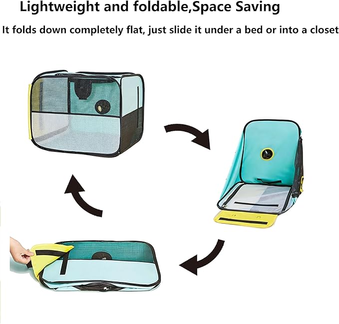 AiVIE Foldable pet Drying Box | cat Drying Box， 20.5 x 15.7 x 20.5 Hair Drying case is Suitable for Cat & Small Dog.Stress-Free at Home, Outdoor-Ready for Travel with Your Pet.