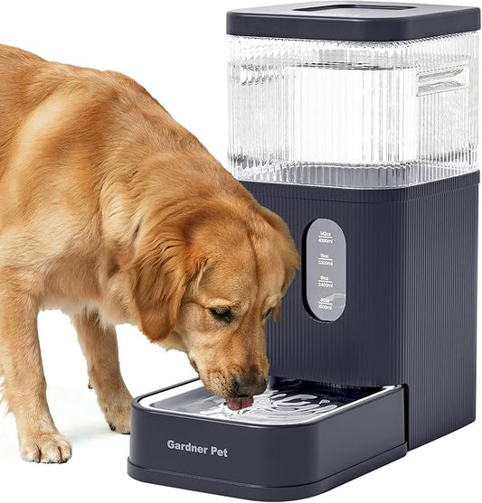 Gardner Pet 2.9 Gallon Automatic Dog Water Bowl Dispenser 11L Gravity Water Feeder with Stainless Steel Bowl & Maifan Stone Filter, BPA-Free for for Cats and Dogs (Grey, 2.9 Gallon)