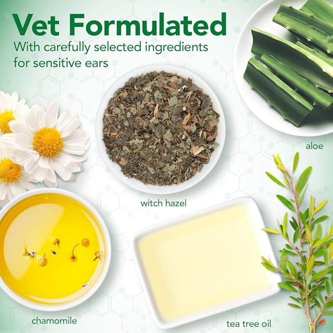 Vet's Best Dog Ear Cleaner Kit - Multi-Symptom Ear Relief - Wash & Dry Treatment - Alcohol-free