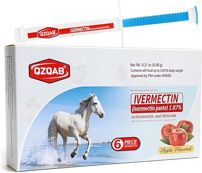 Ivermectin Horse Paste Dewormer , Horse Wormer Paste, Apple Flavor, 0.21 Ounces, 6 Pack