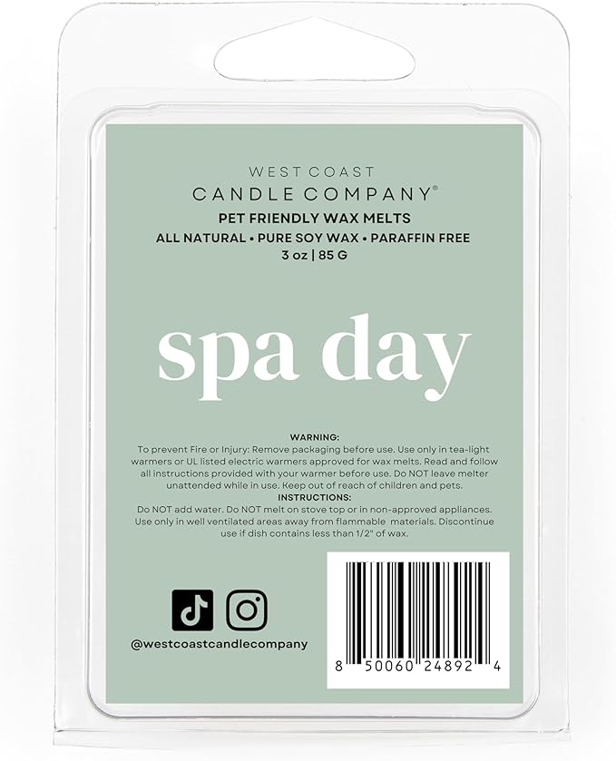 Spa Day | Pet Friendly Wax Melts | Natural Soy | Clean Burning | Non-Toxic | Veterinarian Approved | Pet Odor Eliminator | Air Freshening Scented Wax Melts