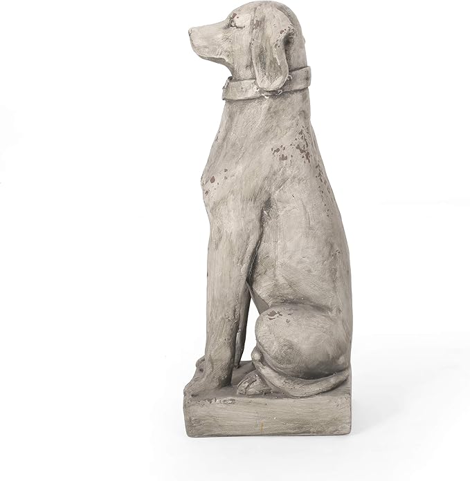 Christopher Knight Home Gomer Outdoor Dog Statue, Antique White