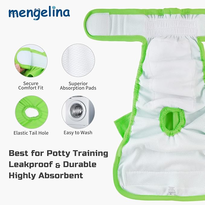 Reusable Dog Diapers Female 3 Pack Washable Highly Absorbent Doggie Diapers, Flexible Doggy Diapers Female, Leak-Proof Puppy Diapers for Dog Period Heat Incontinence Potty Training, XS