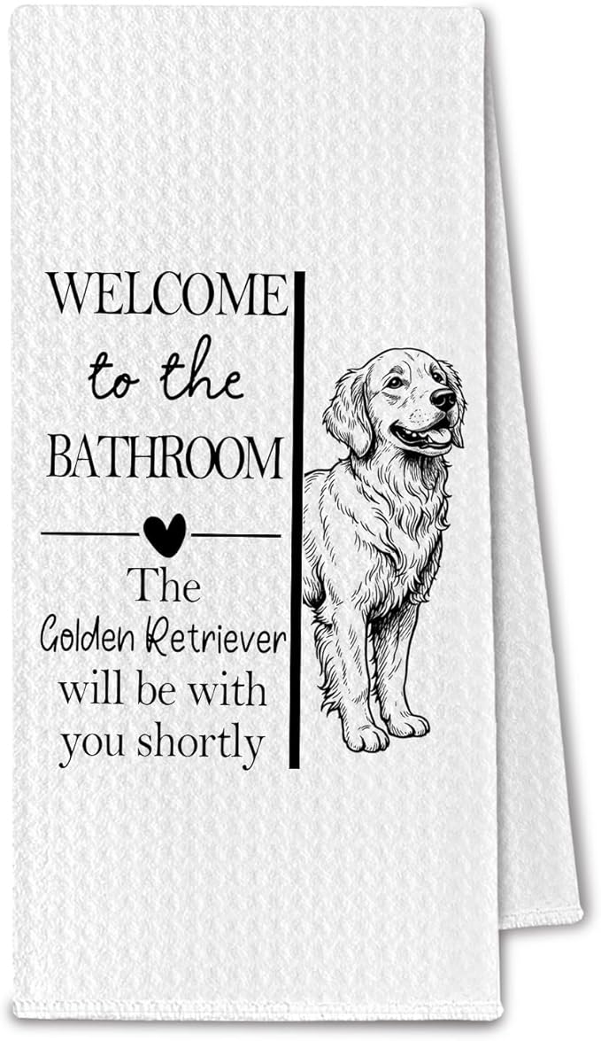 Golden Retriever Gifts Bathroom Hand Towels, Golden Retriever Dog Owner Lovers Gifts for Women, Funny Dog Decorative Hand Towel for Bathroom Kitchen Decor, 16x24 Inch