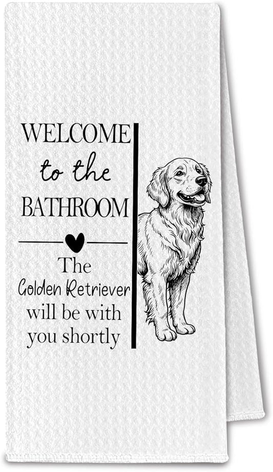 Golden Retriever Gifts Bathroom Hand Towels, Golden Retriever Dog Owner Lovers Gifts for Women, Funny Dog Decorative Hand Towel for Bathroom Kitchen Decor, 16x24 Inch