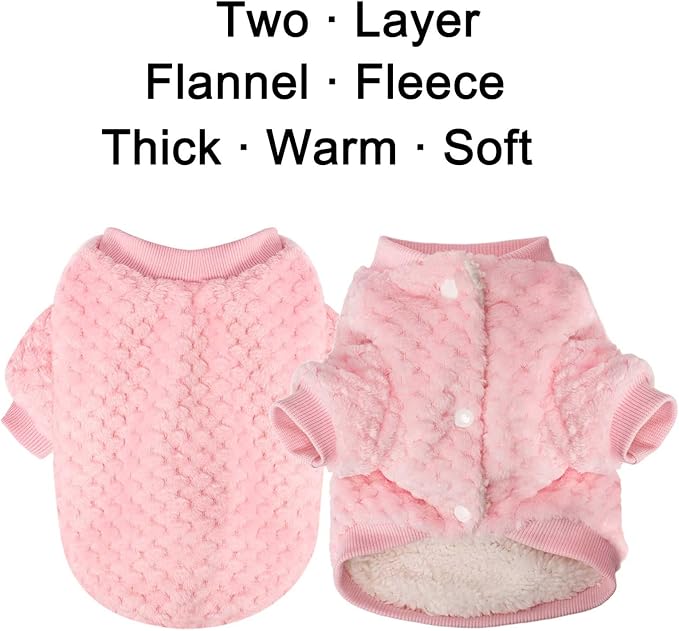POMIU Dog Sweater, Dog Sweaters for Small Medium Dogs or Cat, Warm Soft Flannel Pet Clothes for Dogs Girl or Boy, Dog Shirt Coat Jacket (Coat Pink+Purple, X-Small)