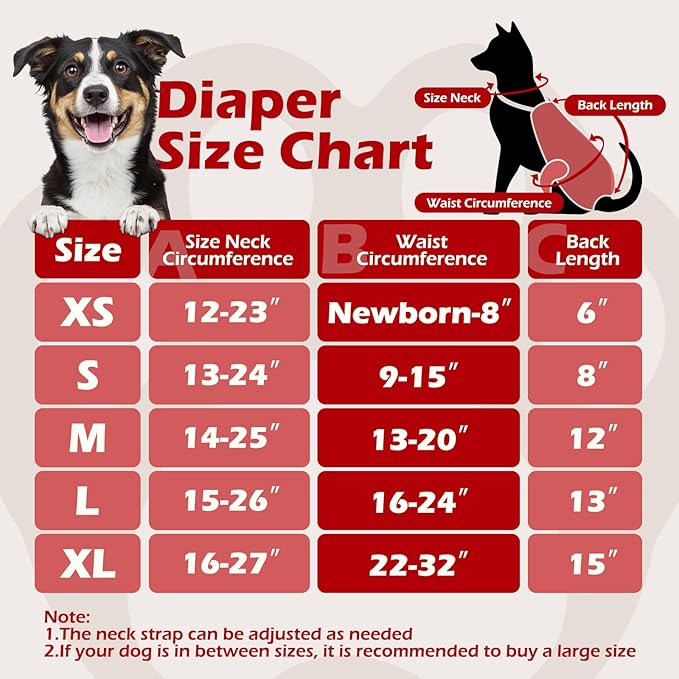 3 Pack Washable Female Dog Diaper with Adjustable Suspender, Reusable Doggie Period Panties for Heat, Fixed Onesie for Active Dogs, Absorbent Leakproof XS