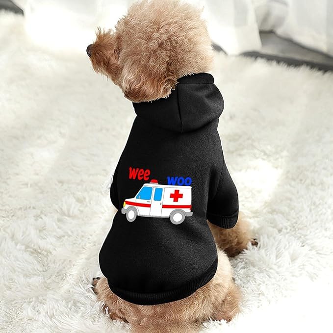 Dog Sweater Hoodie with Hat Ambulance with Siren Sound Puppies Coat Hooded Sweatshirt Pullover Pet Puppy Cat Clothes for Small Medium Large XL