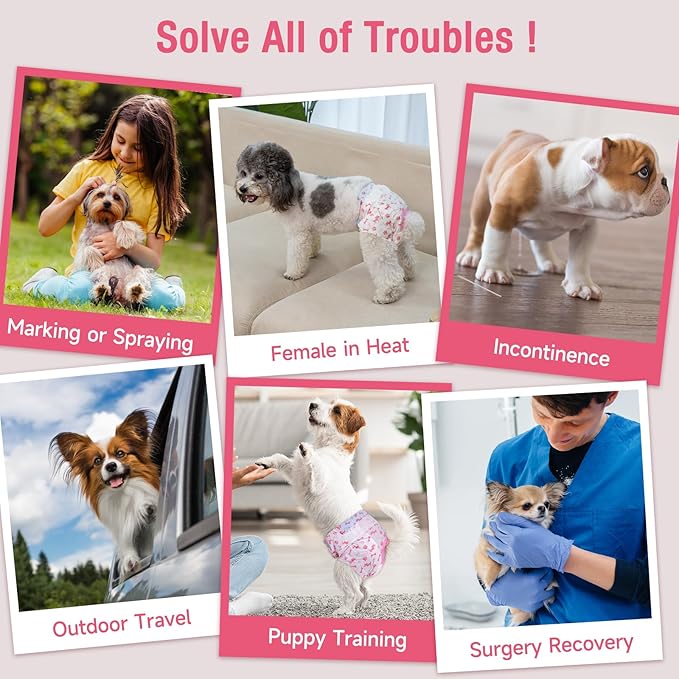 Pet Soft Disposable Dog Diapers - Female Dog Diapers with Adjustable Foam Tail Hole, Ultra Protection Puppy & Cat Diapers Wetness Indicator for Dogs in Heat or Incontinence, 40pcs (M,Red)