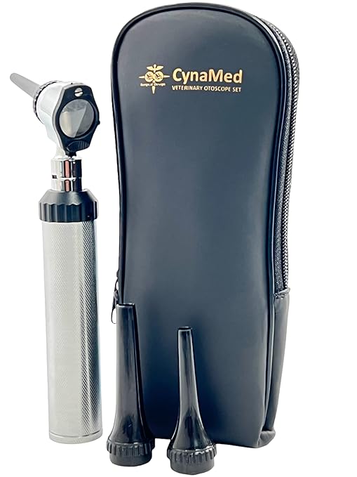 ArtLaB-Premium Veterinary Otoscope Set Kit Veterinary Diagnostic Set Instrument with Reusable Ear Speculas Set -Veterinary Diagnostic Otoscope Set and Hartman Speculum (Vet Pouch Otoscope)