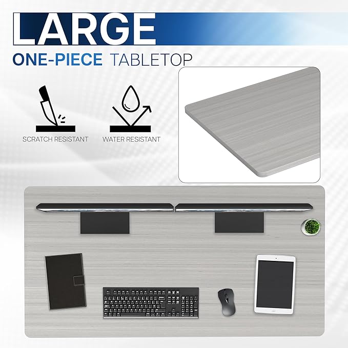 VIVO Universal 55 x 28 inch Solid One-Piece Table Top for Standard and Sit to Stand Height Adjustable Home and Office Desk Frames, Dark Gray, DESK-TOP55-28G
