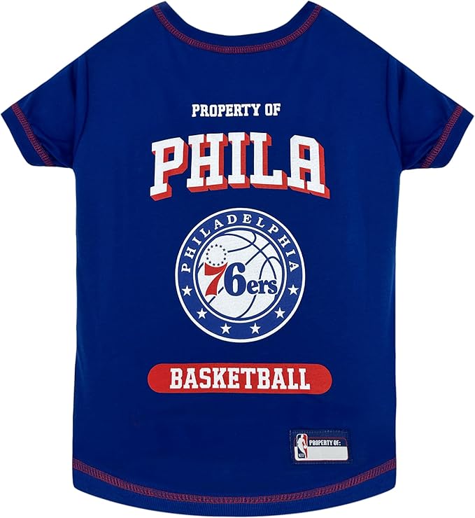 Pets First Cute Dog T-Shirt, Medium - NBA Philadelphia 76ers Dog & Cat Shirt with Basketbal Team Logo. A Comfortable & Fashionable Yet Durable Pet Outfit, Sporty Dog Shirt