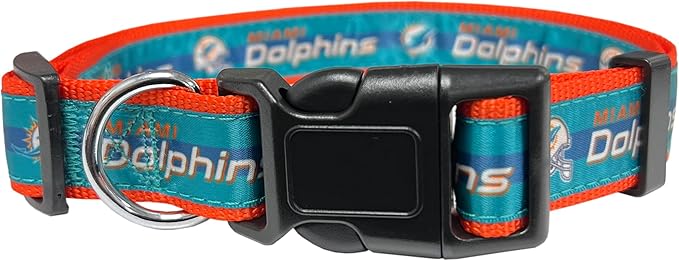 Pets First NFL Miami Dolphins Licensed PET COLLAR, Extra Large - Heavy-Duty, Strong, and Durable Dog Collar. Available in 31 Football Teams and 4 Sizes