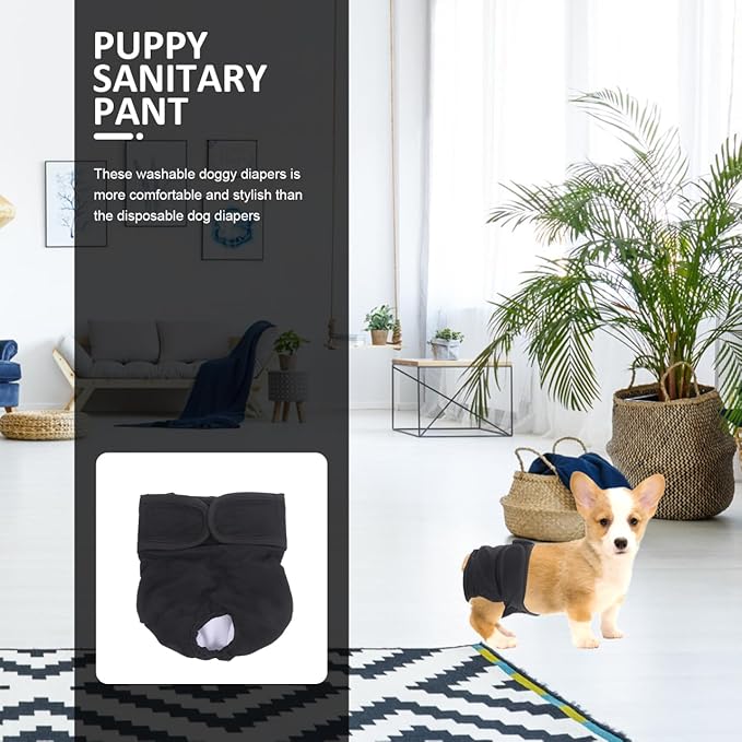 Washable Dog Diaper Pants for Heat Incontinence Puppy Sanitary Pant Indoor Outdoor Use Comfortable Physiological Diaper Size S 18.89X7.08X1.18 Inch