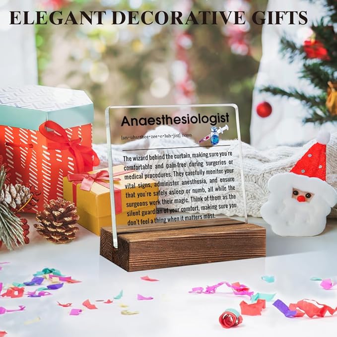 Anaesthesiologist Definition Acrylic Sign with Wood Stand, Physician Anesthesiologist's Week Gifts, Appreciation Gifts for Anesthesiologist, Anesthesiology Graduation Present
