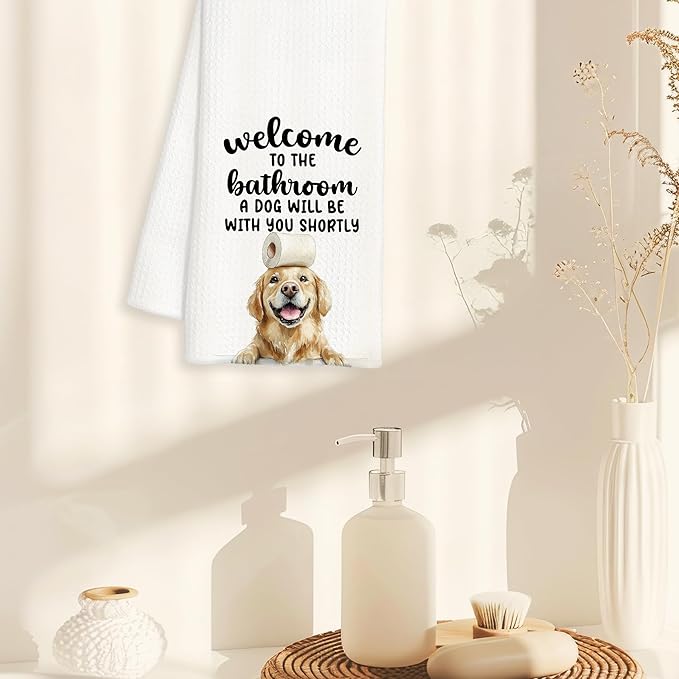 Funny Golden Retriever Hand Towels for Bathroom Decor, Golden Retriever Gifts for Women Men, Dog Lover Gifts Decorative Hand Towels for Bathroom Restroom Room, 16x24 Inch